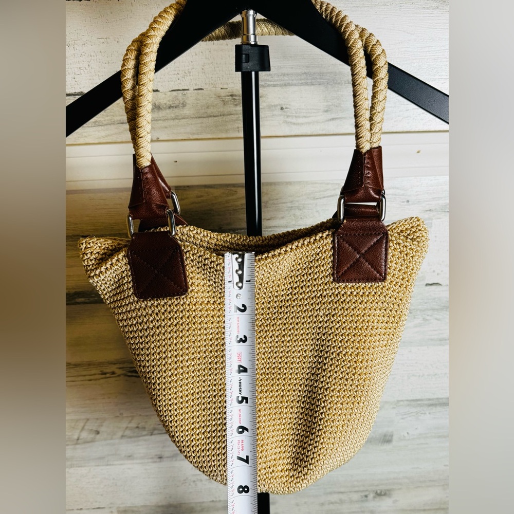 The Sak Shoulder Purse or Satchel Crochet Tan Leather Strap Handle HOBO Purse - Picture 8 of 16